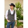 COOFANDY Men’s Suede Leather Vest Cowboy Western Waistcoat Casual Slim Fit Suit Vest(Grey)