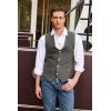 COOFANDY Men’s Suede Leather Vest Cowboy Western Waistcoat Casual Slim Fit Suit Vest(Grey)