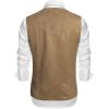 COOFANDY Men’s Suede Leather Vest Cowboy Western Waistcoat Casual Slim Fit Suit Vest(Khaki (With Pattern))