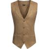 COOFANDY Men’s Suede Leather Vest Cowboy Western Waistcoat Casual Slim Fit Suit Vest(Khaki (With Pattern))