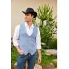 COOFANDY Men’s Suede Leather Vest Cowboy Western Waistcoat Casual Slim Fit Suit Vest(Light Blue)