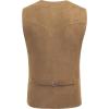 COOFANDY Men’s Suede Leather Vest Cowboy Western Waistcoat Casual Slim Fit Suit Vest(Light Khaki)