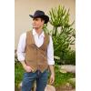 COOFANDY Men’s Suede Leather Vest Cowboy Western Waistcoat Casual Slim Fit Suit Vest(Light Khaki)