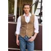 COOFANDY Men’s Suede Leather Vest Cowboy Western Waistcoat Casual Slim Fit Suit Vest(Light Khaki)