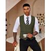 COOFANDY Men’s Suit Vest Slim Fit Double Breasted Dress Vest Casual Business Formal Waistcoat(Army Green)