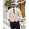 COOFANDY Men’s Suit Vest Slim Fit Double Breasted Dress Vest Casual Business Formal Waistcoat(Light Khaki)