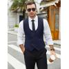 COOFANDY Men’s Suit Vest Slim Fit Double Breasted Dress Vest Casual Business Formal Waistcoat(Navy Blue)