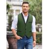 COOFANDY Men’s Suit Vest Slim Fit Formal Business Dress Vest Casual Wedding Waistcoat(Army Green)