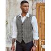 COOFANDY Men’s Suit Vests Slim Fit Waistcoat Notch Lapel Casual Formal Vest(Checkered – Gray)