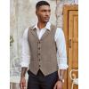 COOFANDY Men’s Suit Vests Slim Fit Waistcoat Notch Lapel Casual Formal Vest(Khaki)