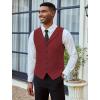 COOFANDY Men’s Suit Vests Slim Fit Waistcoat Notch Lapel Casual Formal Vest(Red)