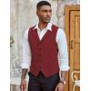COOFANDY Men’s Suit Vests Slim Fit Waistcoat Notch Lapel Casual Formal Vest(Red)