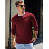 COOFANDY Mens Sweater Crewneck Pullover Long Sleeve Lightweight Sweater Plain Knit Silm Fit(Dark Red)