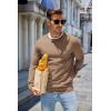 COOFANDY Mens Sweater Crewneck Pullover Long Sleeve Lightweight Sweater Plain Knit Silm Fit(Light Brown)