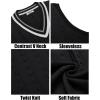 COOFANDY Men’s Sweater Vest V Neck Casual Sleeveless Pullover Striped Cable Knit Sweater Vest(Black)