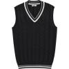 COOFANDY Men’s Sweater Vest V Neck Casual Sleeveless Pullover Striped Cable Knit Sweater Vest(Black)