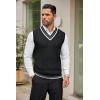 COOFANDY Men’s Sweater Vest V Neck Casual Sleeveless Pullover Striped Cable Knit Sweater Vest(Black)