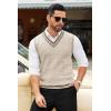 COOFANDY Men’s Sweater Vest V Neck Casual Sleeveless Pullover Striped Cable Knit Sweater Vest(Brown & Khaki Stripe)
