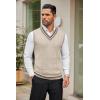 COOFANDY Men’s Sweater Vest V Neck Casual Sleeveless Pullover Striped Cable Knit Sweater Vest(Brown & Khaki Stripe)