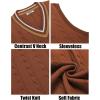 COOFANDY Men’s Sweater Vest V Neck Casual Sleeveless Pullover Striped Cable Knit Sweater Vest(Caramel)