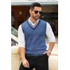 COOFANDY Men’s Sweater Vest V Neck Casual Sleeveless Pullover Striped Cable Knit Sweater Vest(Dark Blue)