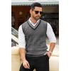 COOFANDY Men’s Sweater Vest V Neck Casual Sleeveless Pullover Striped Cable Knit Sweater Vest(Dark Grey)