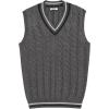 COOFANDY Men’s Sweater Vest V Neck Casual Sleeveless Pullover Striped Cable Knit Sweater Vest(Dark Grey)