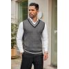 COOFANDY Men’s Sweater Vest V Neck Casual Sleeveless Pullover Striped Cable Knit Sweater Vest(Dark Grey)