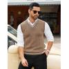 COOFANDY Men’s Sweater Vest V Neck Casual Sleeveless Pullover Striped Cable Knit Sweater Vest(Dark Khaki)