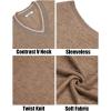 COOFANDY Men’s Sweater Vest V Neck Casual Sleeveless Pullover Striped Cable Knit Sweater Vest(Dark Khaki)