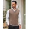 COOFANDY Men’s Sweater Vest V Neck Casual Sleeveless Pullover Striped Cable Knit Sweater Vest(Dark Khaki)
