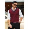 COOFANDY Men’s Sweater Vest V Neck Casual Sleeveless Pullover Striped Cable Knit Sweater Vest(Dark Red)