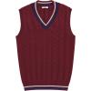 COOFANDY Men’s Sweater Vest V Neck Casual Sleeveless Pullover Striped Cable Knit Sweater Vest(Dark Red)