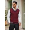 COOFANDY Men’s Sweater Vest V Neck Casual Sleeveless Pullover Striped Cable Knit Sweater Vest(Dark Red)
