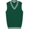 COOFANDY Men’s Sweater Vest V Neck Casual Sleeveless Pullover Striped Cable Knit Sweater Vest(Green & White Stripe)