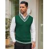 COOFANDY Men’s Sweater Vest V Neck Casual Sleeveless Pullover Striped Cable Knit Sweater Vest(Green & White Stripe)