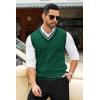 COOFANDY Men’s Sweater Vest V Neck Casual Sleeveless Pullover Striped Cable Knit Sweater Vest(Green)