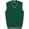 COOFANDY Men’s Sweater Vest V Neck Casual Sleeveless Pullover Striped Cable Knit Sweater Vest(Green)