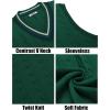 COOFANDY Men’s Sweater Vest V Neck Casual Sleeveless Pullover Striped Cable Knit Sweater Vest(Green)