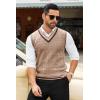 COOFANDY Men’s Sweater Vest V Neck Casual Sleeveless Pullover Striped Cable Knit Sweater Vest(Khaki)