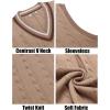 COOFANDY Men’s Sweater Vest V Neck Casual Sleeveless Pullover Striped Cable Knit Sweater Vest(Khaki)
