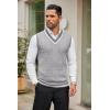 COOFANDY Men’s Sweater Vest V Neck Casual Sleeveless Pullover Striped Cable Knit Sweater Vest(Light Grey)