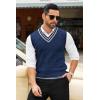 COOFANDY Men’s Sweater Vest V Neck Casual Sleeveless Pullover Striped Cable Knit Sweater Vest(Navy Blue)
