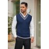 COOFANDY Men’s Sweater Vest V Neck Casual Sleeveless Pullover Striped Cable Knit Sweater Vest(Navy Blue)