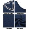 COOFANDY Men’s Sweater Vest V Neck Casual Sleeveless Pullover Striped Cable Knit Sweater Vest(Navy Blue)