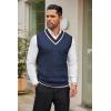 COOFANDY Men’s Sweater Vest V Neck Casual Sleeveless Pullover Striped Cable Knit Sweater Vest(Red & Wihte Stripe)
