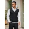 COOFANDY Men’s Sweater Vest V Neck Casual Sleeveless Pullover Striped Cable Knit Sweater Vest(White Stripe)