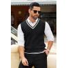 COOFANDY Men’s Sweater Vest V Neck Casual Sleeveless Pullover Striped Cable Knit Sweater Vest(White Stripe)