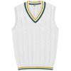 COOFANDY Men’s Sweater Vest V Neck Casual Sleeveless Pullover Striped Cable Knit Sweater Vest(Yellow & Green Stripe)