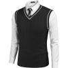 COOFANDY Men’s Sweater Vest V Neck Slim Fit Casual Sleeveless Twisted Knitted Pullover Sweater(Black)